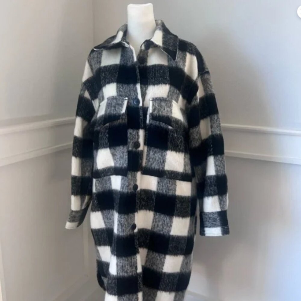 H&M New Long Plaid Oversized Jacket